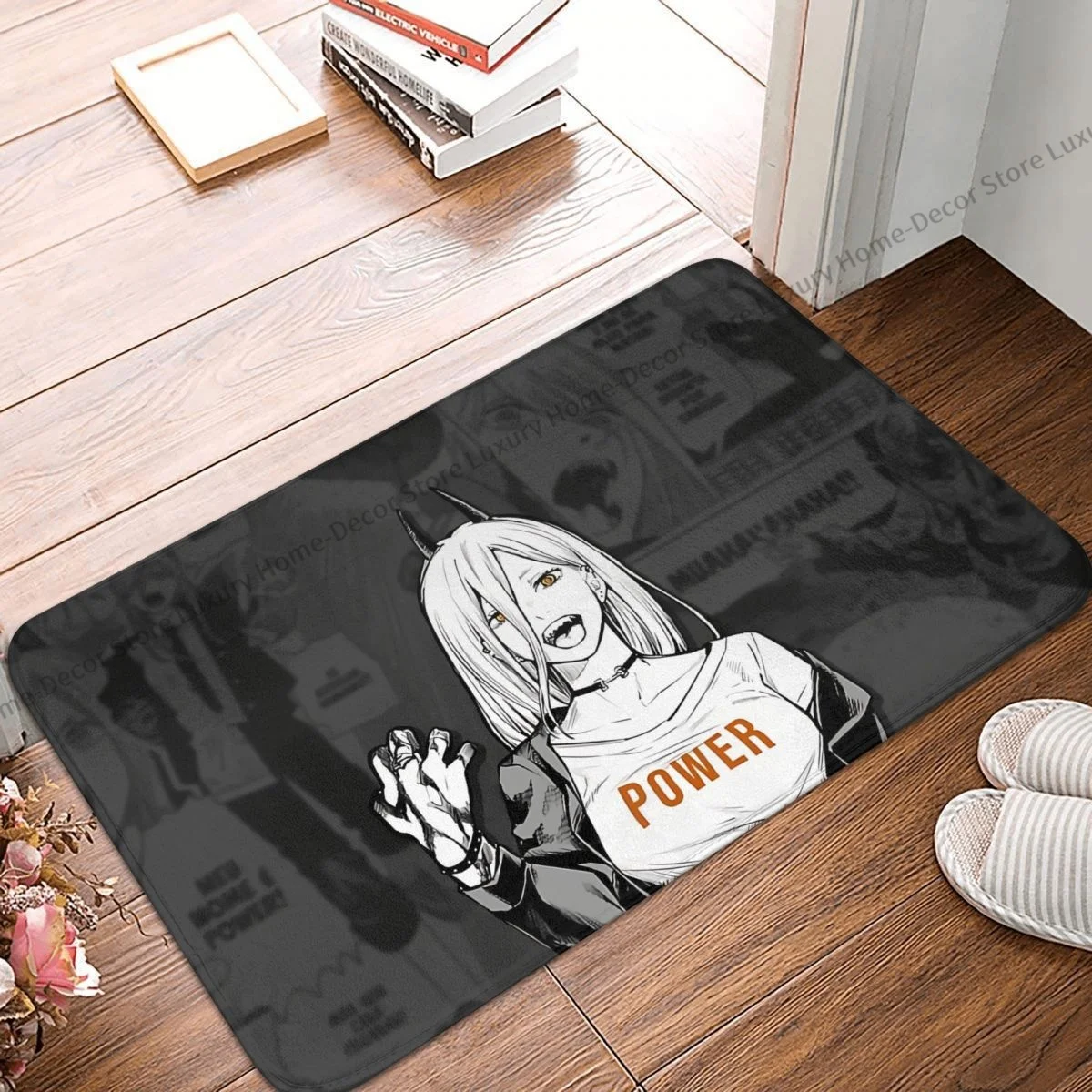 

Chainsaw Man Bathroom Mat The Great Power Doormat Flannel Carpet Balcony Rug Home Decor