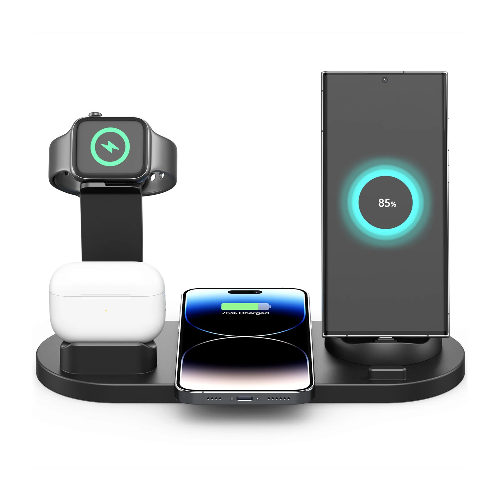 Беспроводное зарядное устройство 4 в 1 15 Вт подставка для iPhone 14 13 12 11 X Samsung Galaxy S22 S21