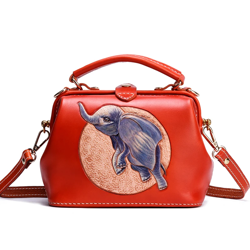 

Bag for Women 2022 Designer Hand Carved Doctor Bag Leather Elephant Three-dimensional Pattern Engraved Name Private Customizatio