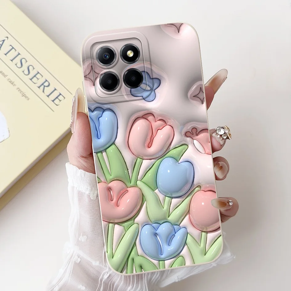 For Honor 70 Lite Case RBN-NX1 Shockproof Cover Cute Rabbit Soft Liquid Silicone Matte Funda X6 X6s X8 5G HonorX6 Capa