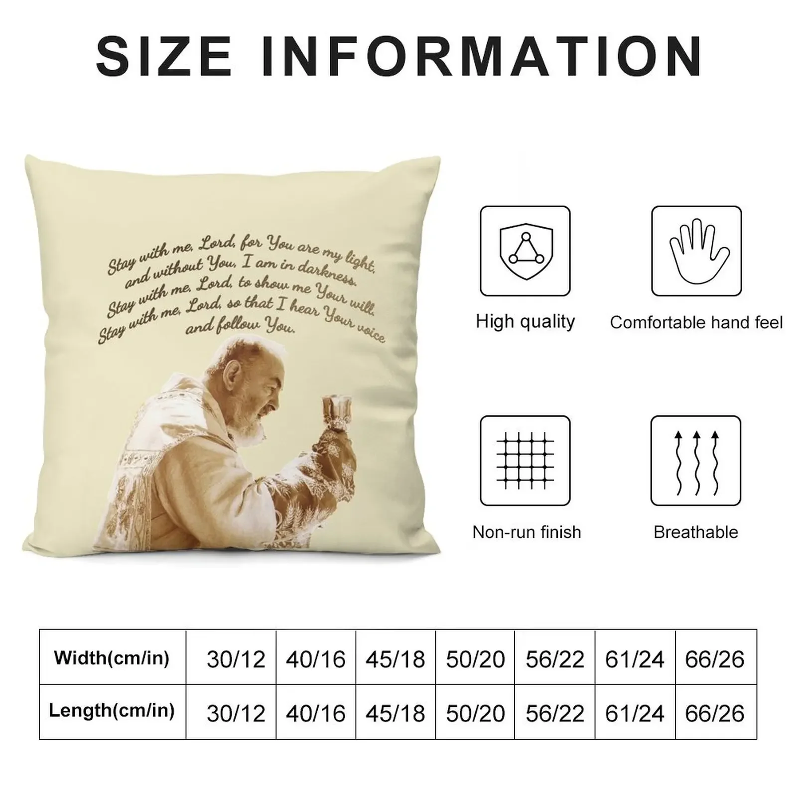 Падре Пейерелица Оставайся со мной Господь Декоративная подушка Рождественская