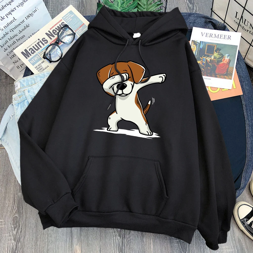 

Hip Hop Cool Dog Sweatshirt Pocket Fleece Casual Hooded Streetwear Cartoons Comfortable Hoody Top Punk Anime Sweatshirt COTTON