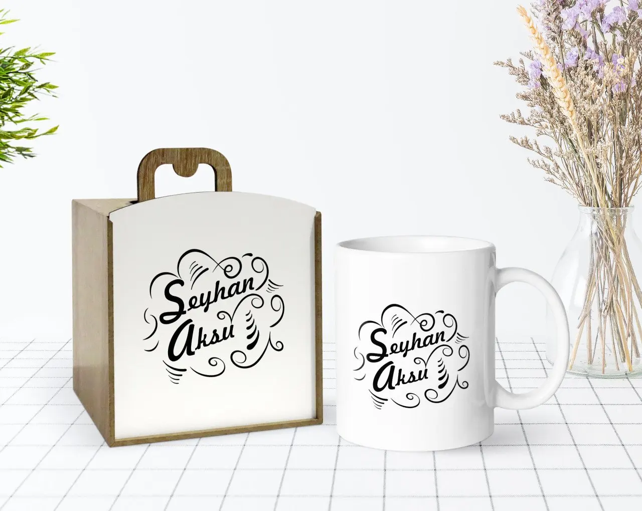 

Сделанный на заказ в деревянной коробке белая кружка Bardak-6