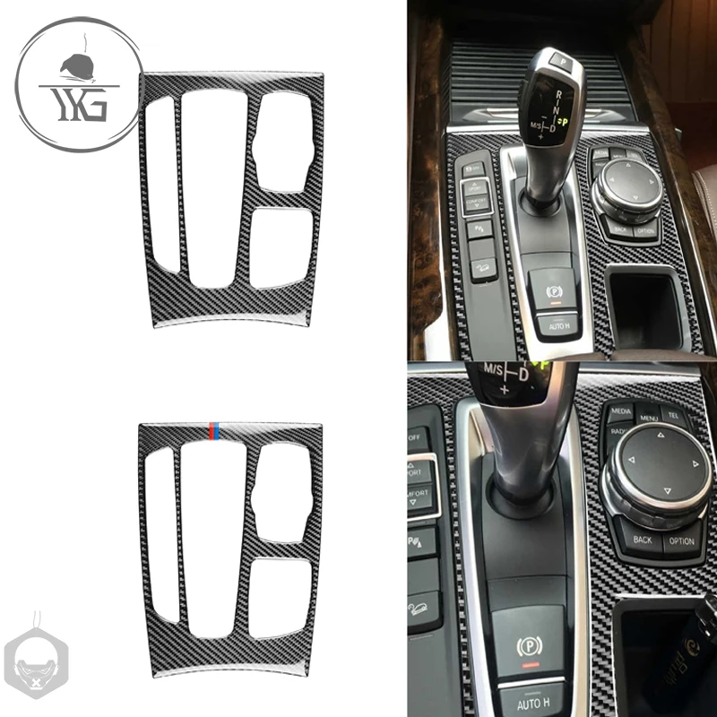 

Для BMW X5 X6 F15 F16 2014-2017 аксессуары из углеродного волокна интерьерные наклейки коробка передач Панель переключения передач объемная рамка отд...