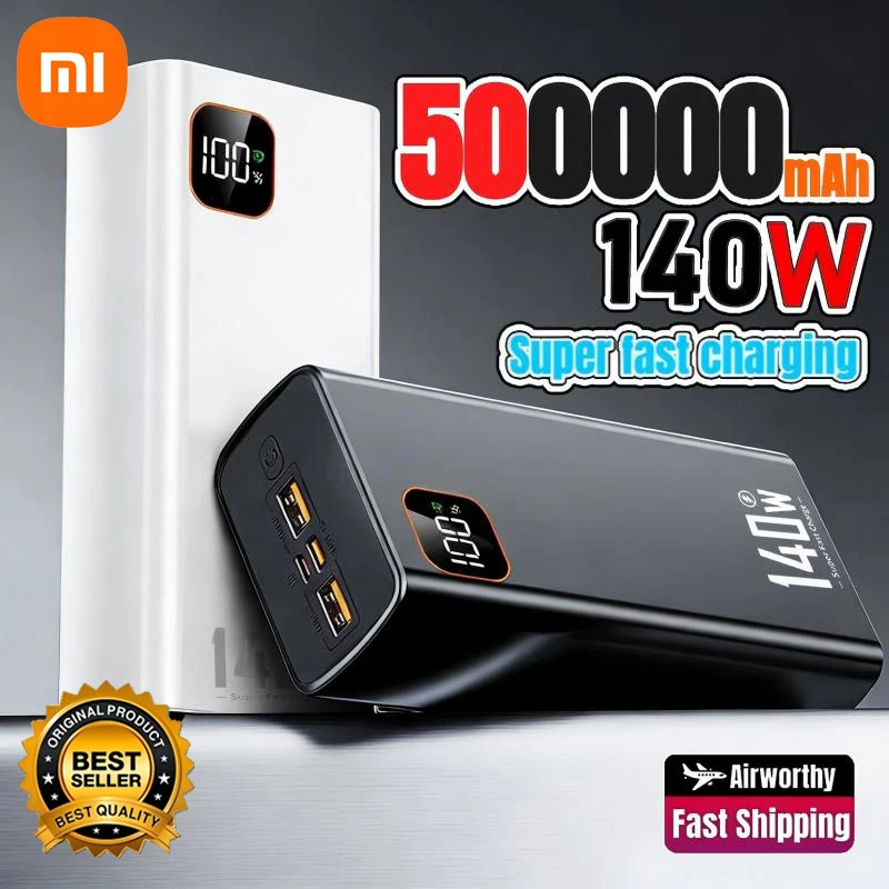 Фото Портативное зарядное устройство Xiaomi 140W 500000 мАч с ультра-высокой емкостью, супербыстрой зарядкой, сертификацией CCC, для iPhone и Samsung, новинка 2026 года №1