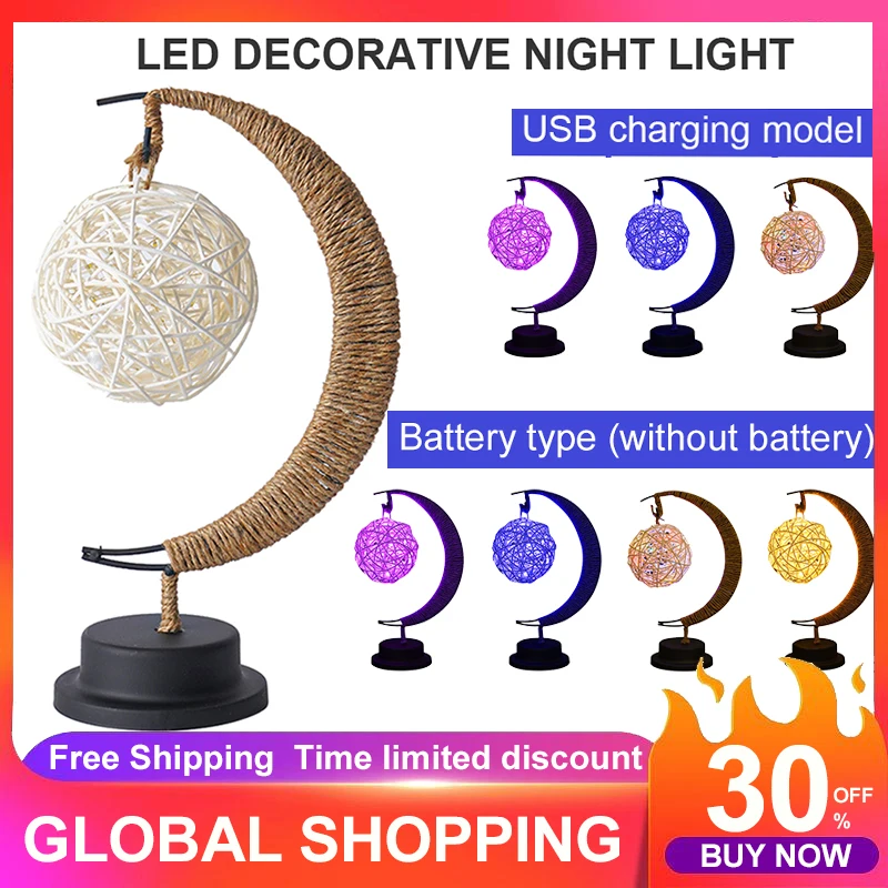 

Ночник Звездный на батарейках с USB, прикроватный Портативный ретро светильник для спальни, домашний декор на День Благодарения, Рождество, п...