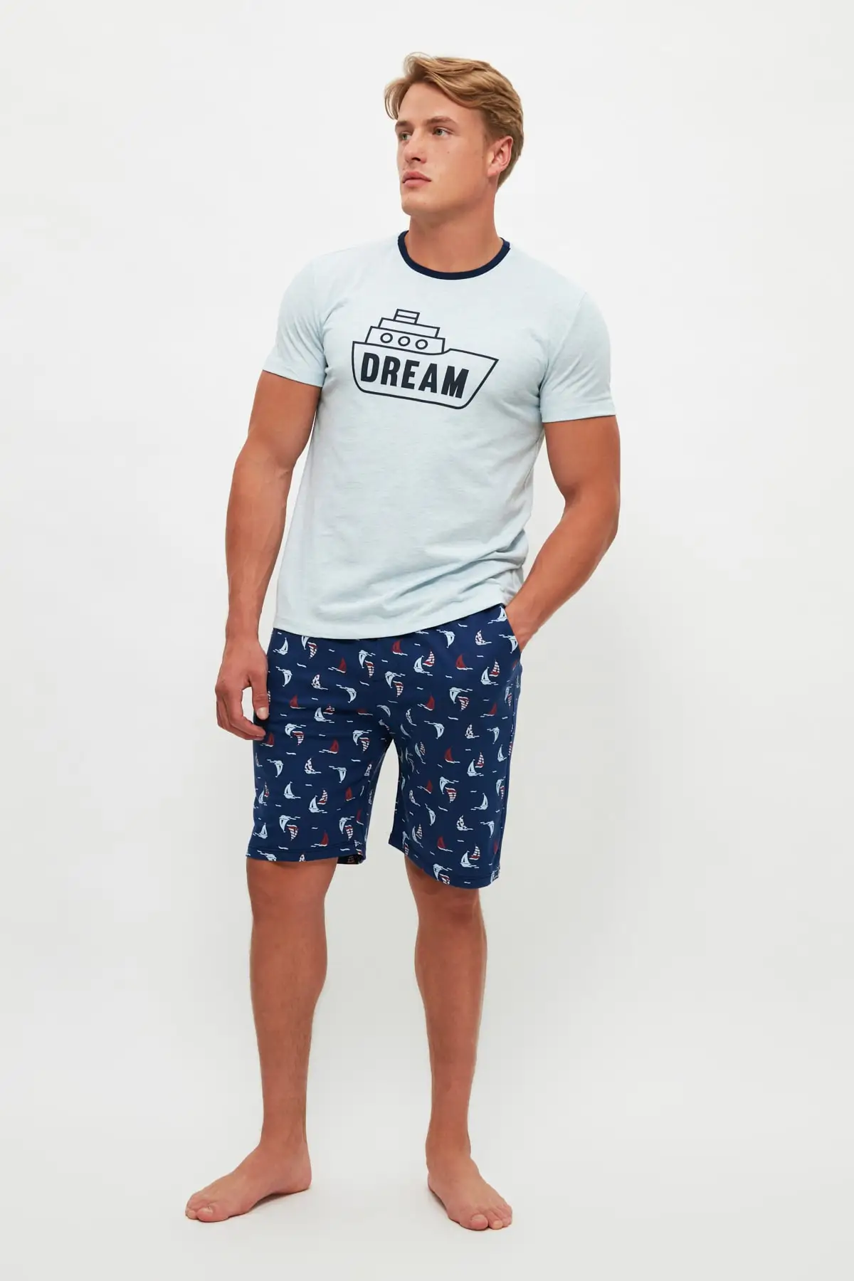 

Trendyol Marine Printed Knitted Pajamas Set THMSS21PT1085