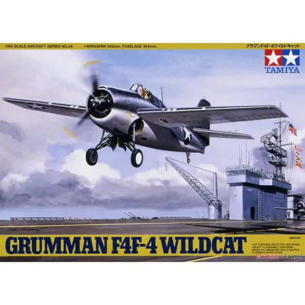 

Tamiya 61034 1/48 Scale Model Aircraft Kit U.S.Navy Grumman F4F-4 Wildcat