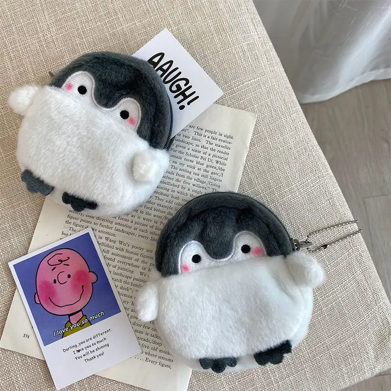 

Cute Little Penguin Coin Purse Soft Mini Cartoon Coin Purse Kawaii Data Line Bag Simplicity Durable Plush Coin Purse Accessories