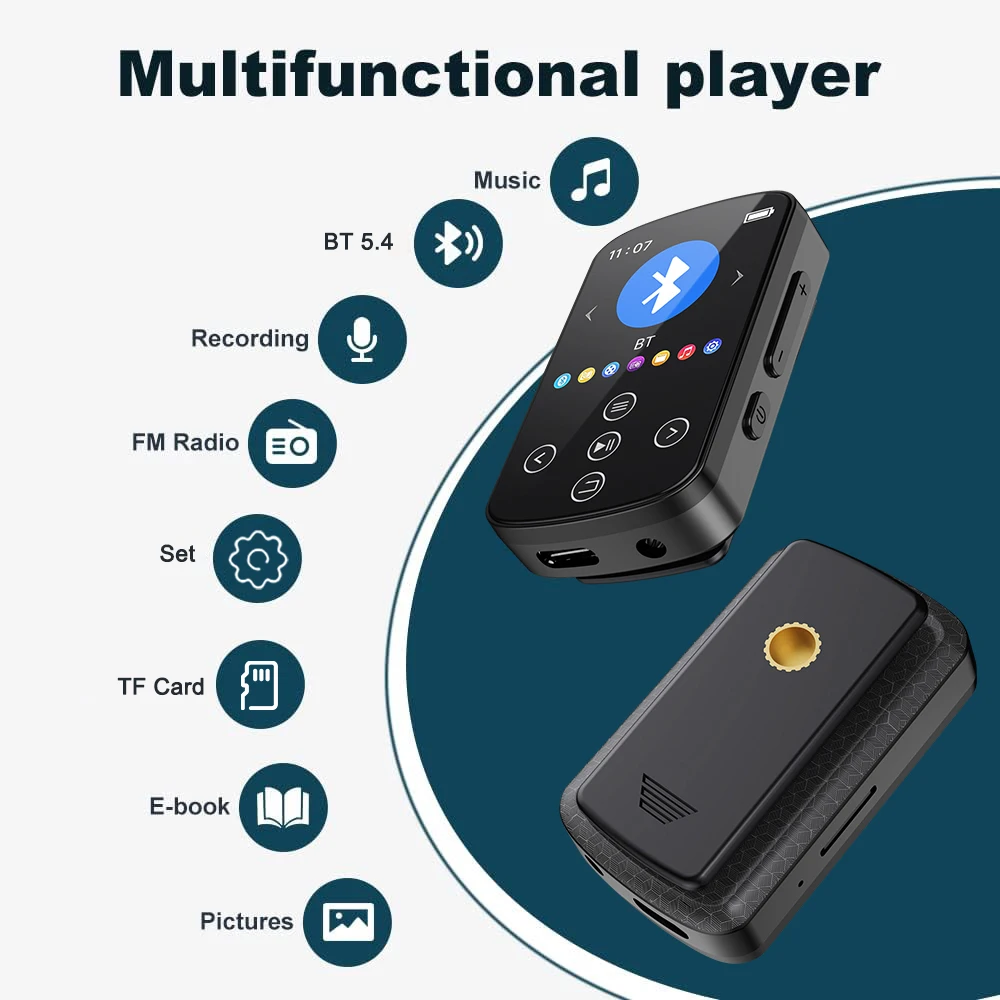2025 Новый Mp3-плеер Bluetooth C Порт Зарядка Высокая чувствительность Сенсорная кнопка Bluetooth 5.4 Поддержка 10 международных языков (art.: 3920d3acdbaea) - 3920d3acdbaea