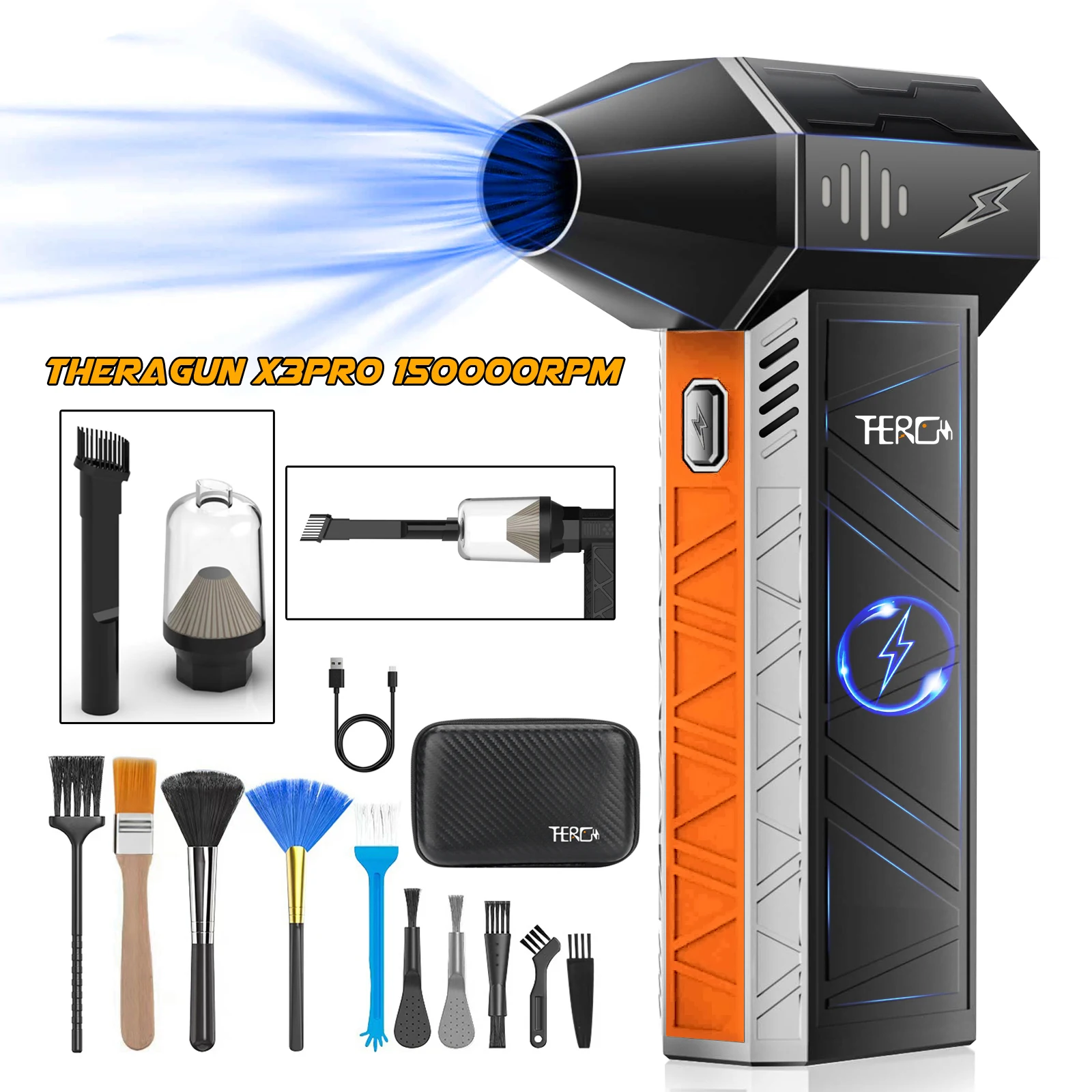 Ручной мини-турбовентилятор TheraGun X3PRO мощный пылесборник со сжатым воздухом 150 000