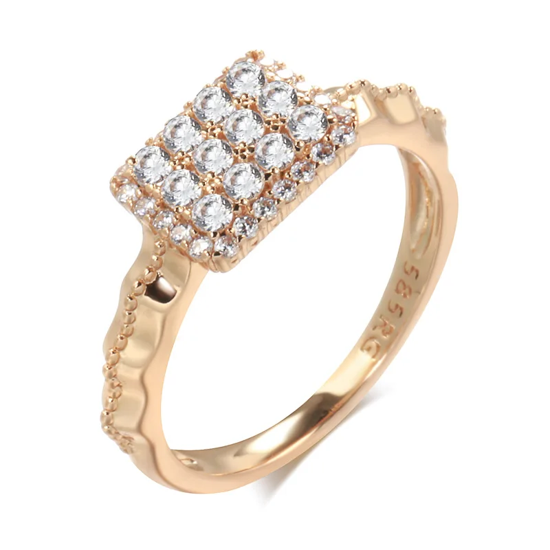 

2022 New Classic Natural Zircon Ring Luxury Retro Female 585 Rose Gold Wedding Jewelry Party Accessories Rings For Woman