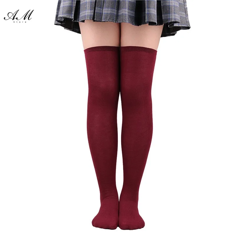 Женские цветные полосатые чулки японские носки выше колена модные женские