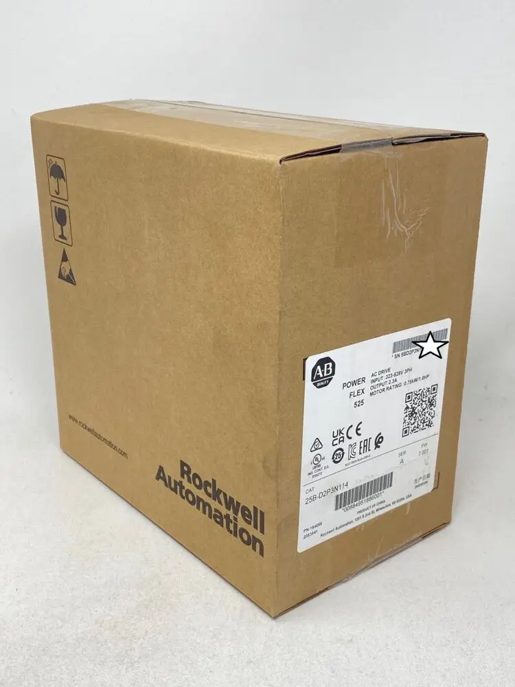 

New Sealed Allen-Bradley 25B-D2P3N114 PowerFlex 525 0.75kW 1Hp AC Drive