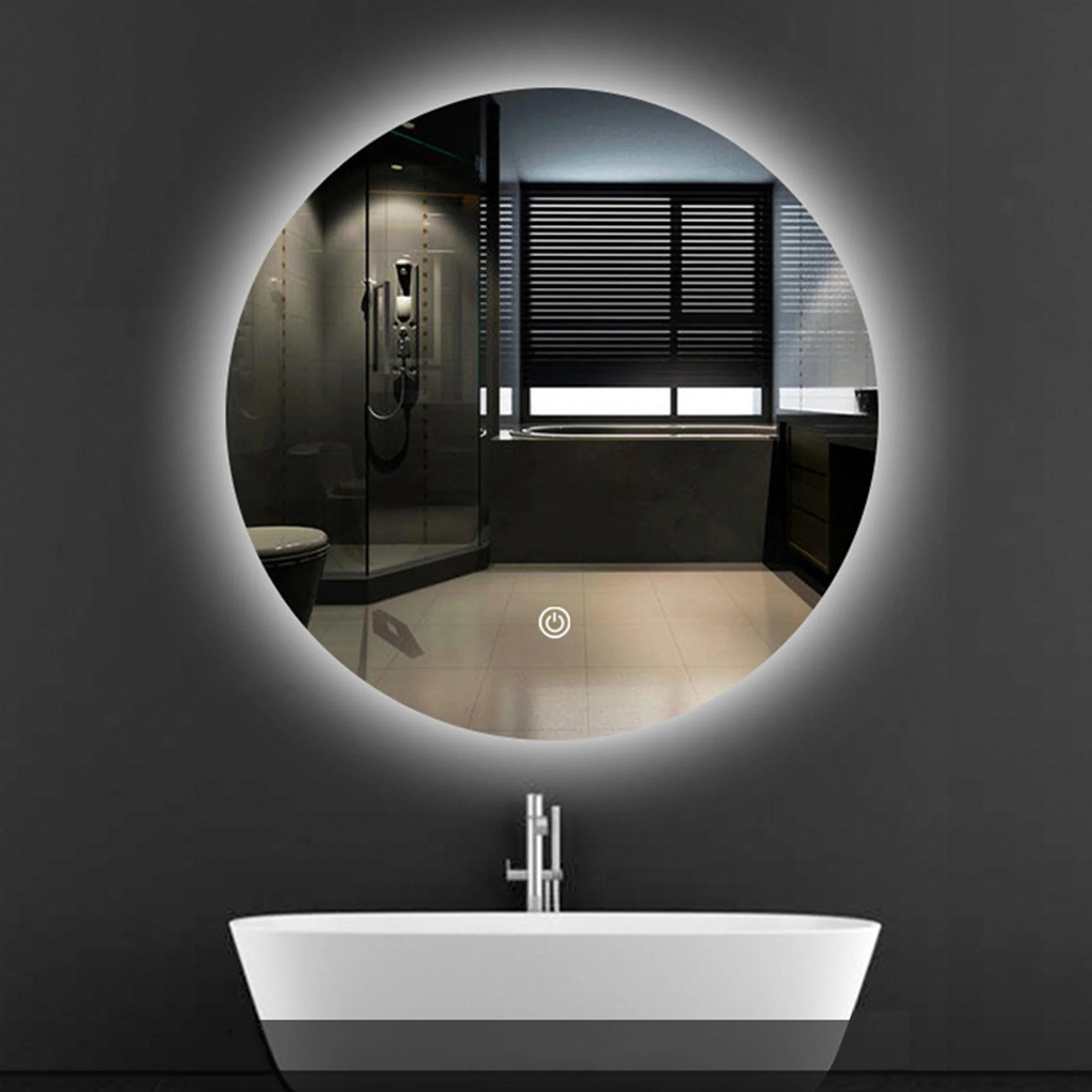 

Intelligent Bathroom Mirror Led Light Back Luminous Wall Hanging Round Vanity Mirror 60x60cm