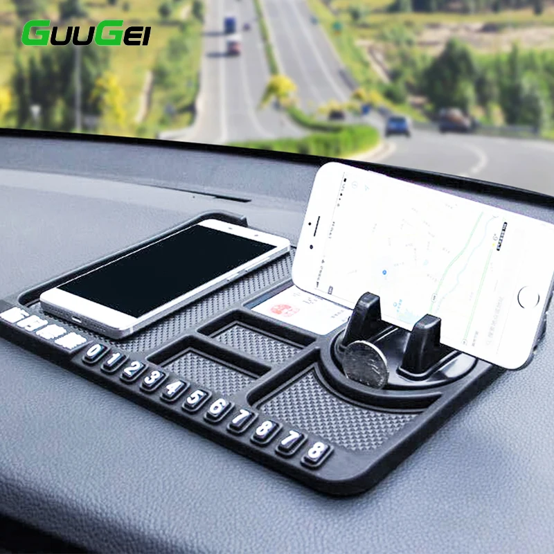 Автомобильный нескользящий коврик GUUGEI для приборной панели, держатель для GPS, липкая подставка, парковочная табличка для номера телефона, автомобильные аксессуары, Декор