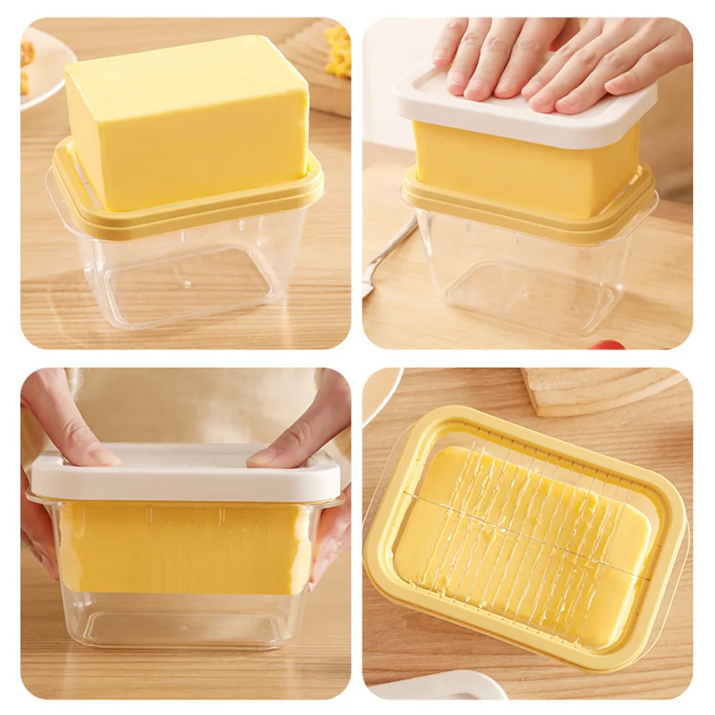 

Кухонный инструмент, коробка для масла, 1 шт., 14*10*8,5 см, 2 в 1, пластиковый герметичный контейнер для резки сыра, нержавеющая сталь