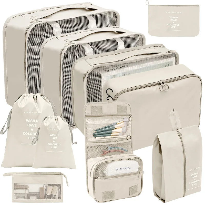 

8/9/10 Pcs Set Travel Bag Organizer Compression Packing Cubes Suitcase Luggage Organizers Travel Organizer Traveling Shoe Bags