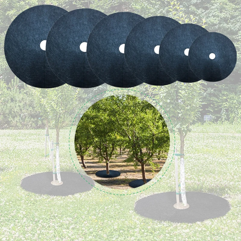 

10pcs/lot 6 Sizes Non-Woven Tree Mulch Ring Barrier Thickened Protector Mat Plant Cover Anti Grass Gardening Fabric Control