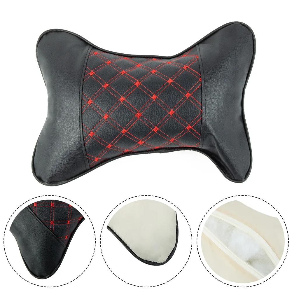 

Truck Car Seat Four Seasons Universal Headrest Cushions Headrest Memory Neck Support Pillow PU Leather+PP Cotton 28x18x9cm