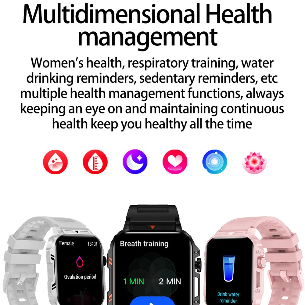 Мужские умные часы BT Call Smartwatch Фитнес-монитор Водонепроницаемый спортивный