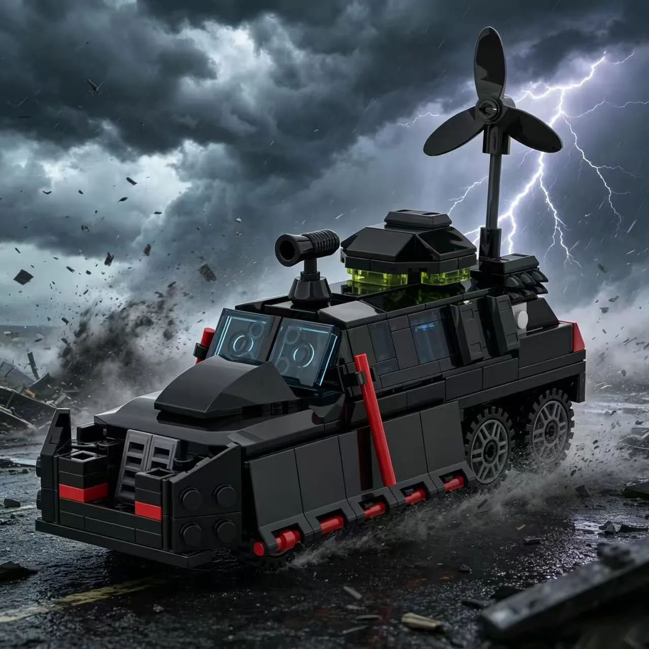 Фото Модель внедорожника-перехватчика торнадо Storm Destroy Parking Lot Chaser MOC TIV 2 с пусковой установкой, конструктор №3