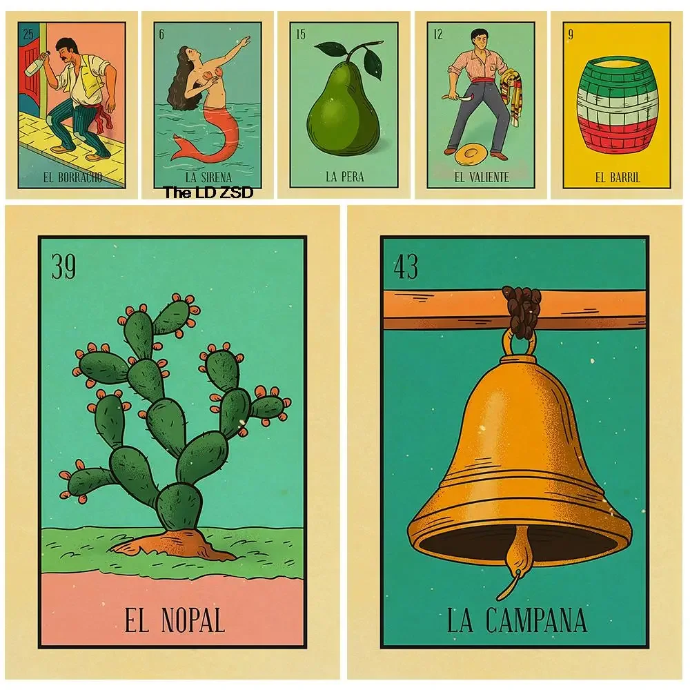 Мексиканские лотерейные постеры печать на крафтовой бумаге рождественские