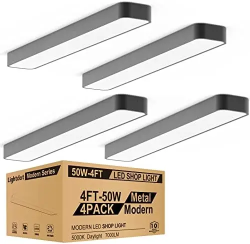 

4ft LED Shop Light Fixture, 5" Wide Linear Kitchen Ceiling Lights, Flush/Suspended Mount, 50W 7000LM(200W Fluorescent Replac