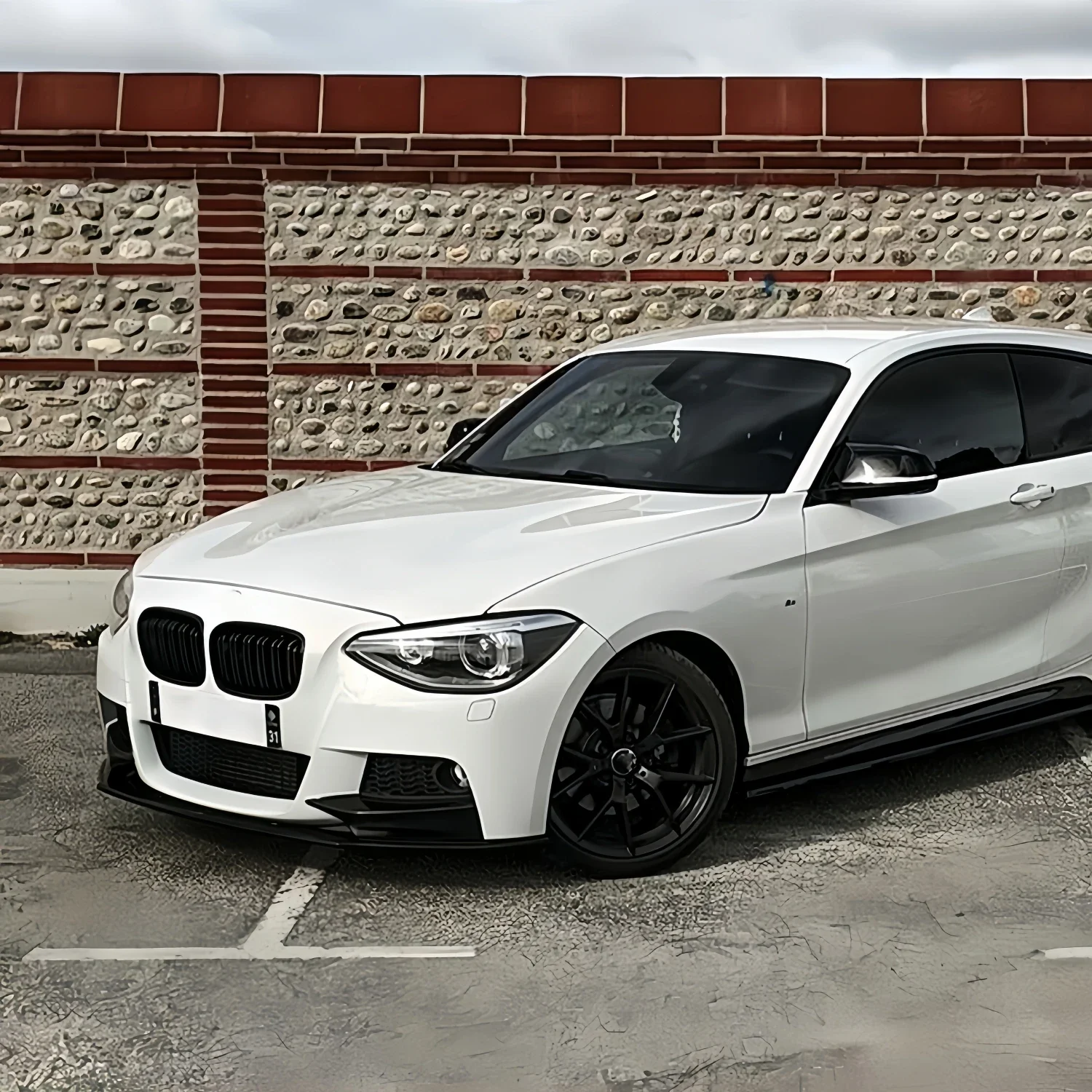 Для BMW 1 серии F20 F21 M Sport 2011-2014 глянцевый черный карбоновый вид передний бампер