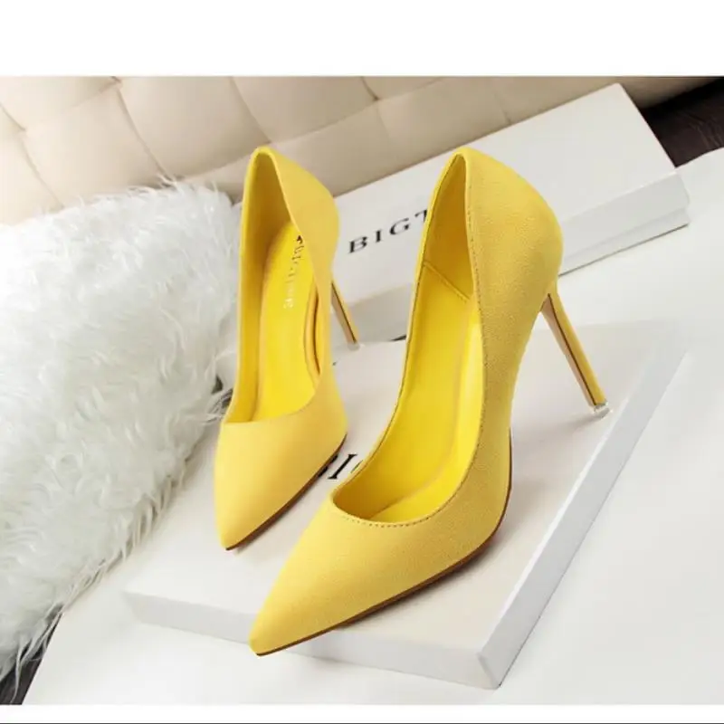 

Women's Shoes Korean Style Fashion Simple Stiletto High Heels Shallow Mouth Pointed Suede Sexy Slim Women's Shoes