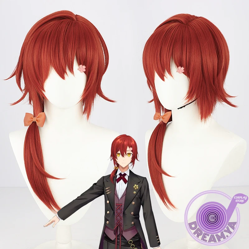 

Hanasaki Miyabi Vtuber Cosplay Wig Red 60cm Long Heat Resistant Synthetic Hair Role Play Halloween Party Carnival + Wig Cap