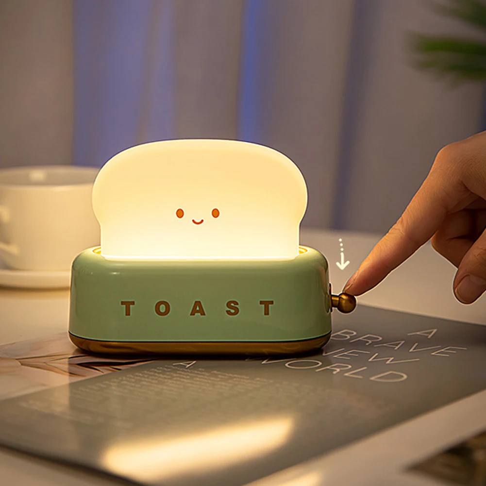 Dimmerabile per bambini carino Led Night Light Toast decorazione della casa camera da letto Kawaii Room Decor lampada da notte Wireless alimentata a batteria