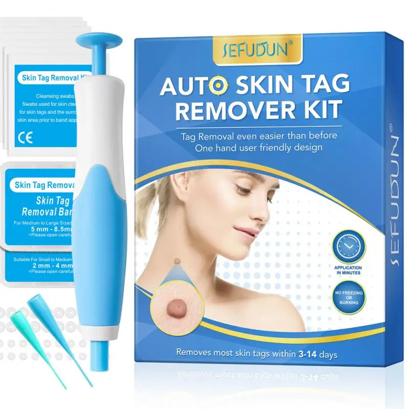 1 Set Skin Tag Mole Wart Remover Tool For Small To Medium Blue Skin Tag Removal Kit With Cleansing Swabs Home Use Skin Care Tool