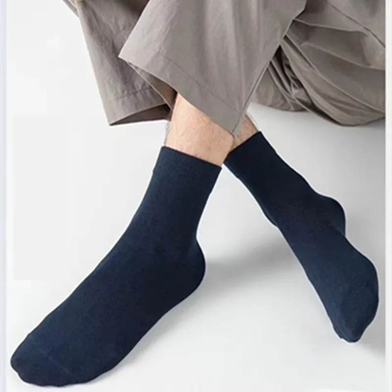 5Pairs 100% COTTON Business Men Socks New Style Black Soft Mens Cotton Socks Breathable Summer Winter Male Socks Plus Size