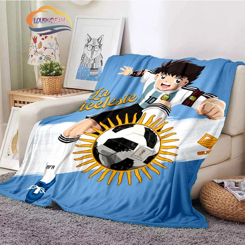 

Anime キャプテンwing Captain Tsubasa Flannel Blanket 3D Printed cartoon young football player Adults and children cashmere blanket