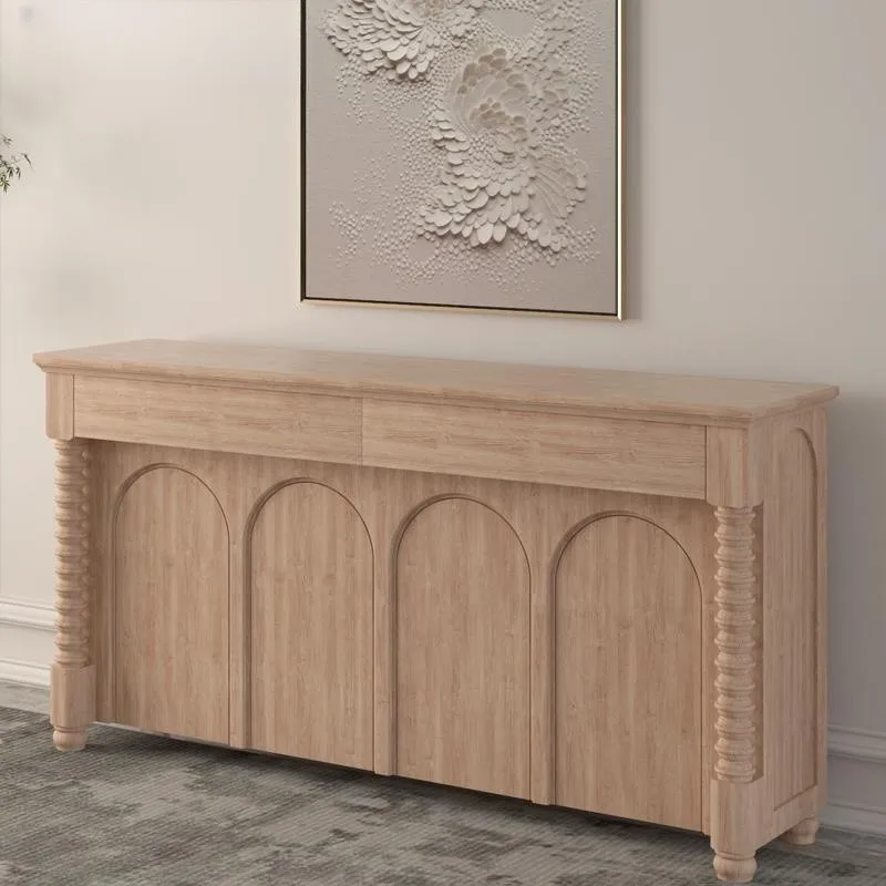 Кремово-белый декоративный шкаф для обуви из массива дерева