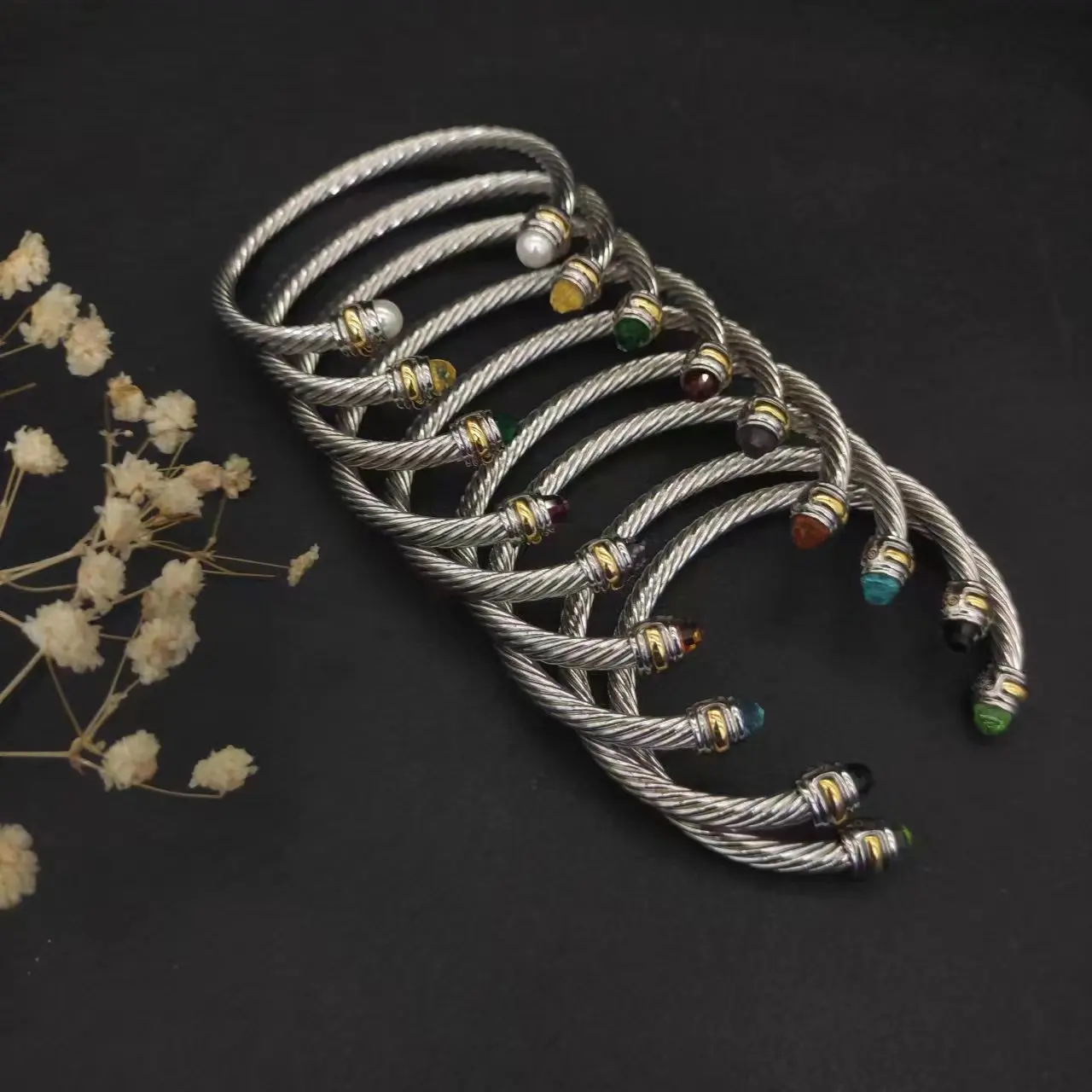 

David Yurman Cable Classics Bracelet in Sterling Silver With Amethyst and Pave Diamonds at Ahee Jewelers