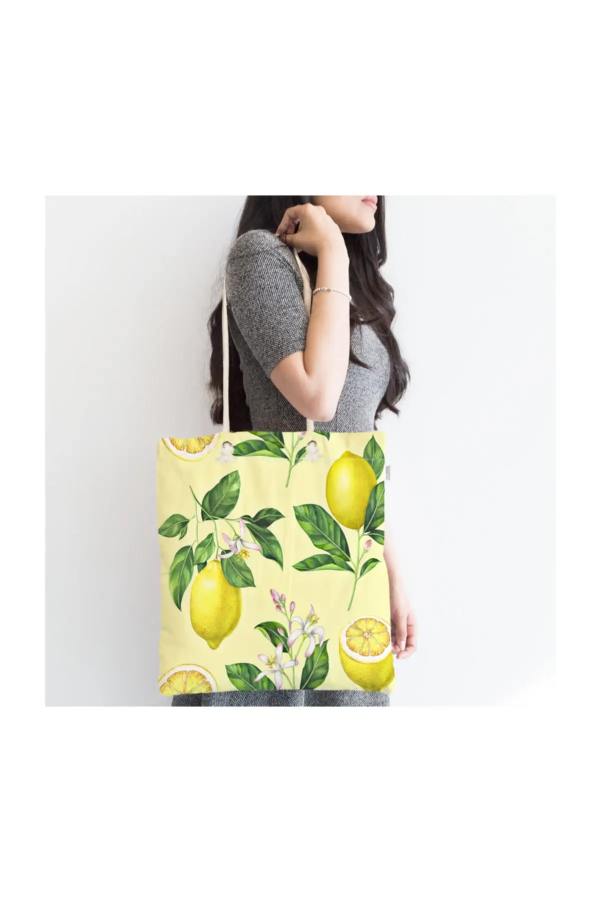 

Женская пляжная сумка на молнии, специальная дизайнерская тканевая сумка-тоут с принтом лимона и цифровым принтом, летние сумки для покупок
