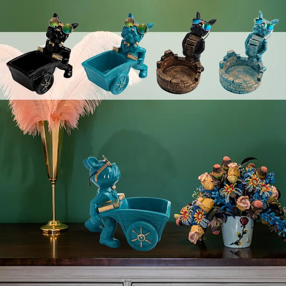 

Nordic Home Decor French Bulldog Figurine Builder Dog Sculpture Table Decoration Item for Home Statue Ornament Decor Storag I8U5