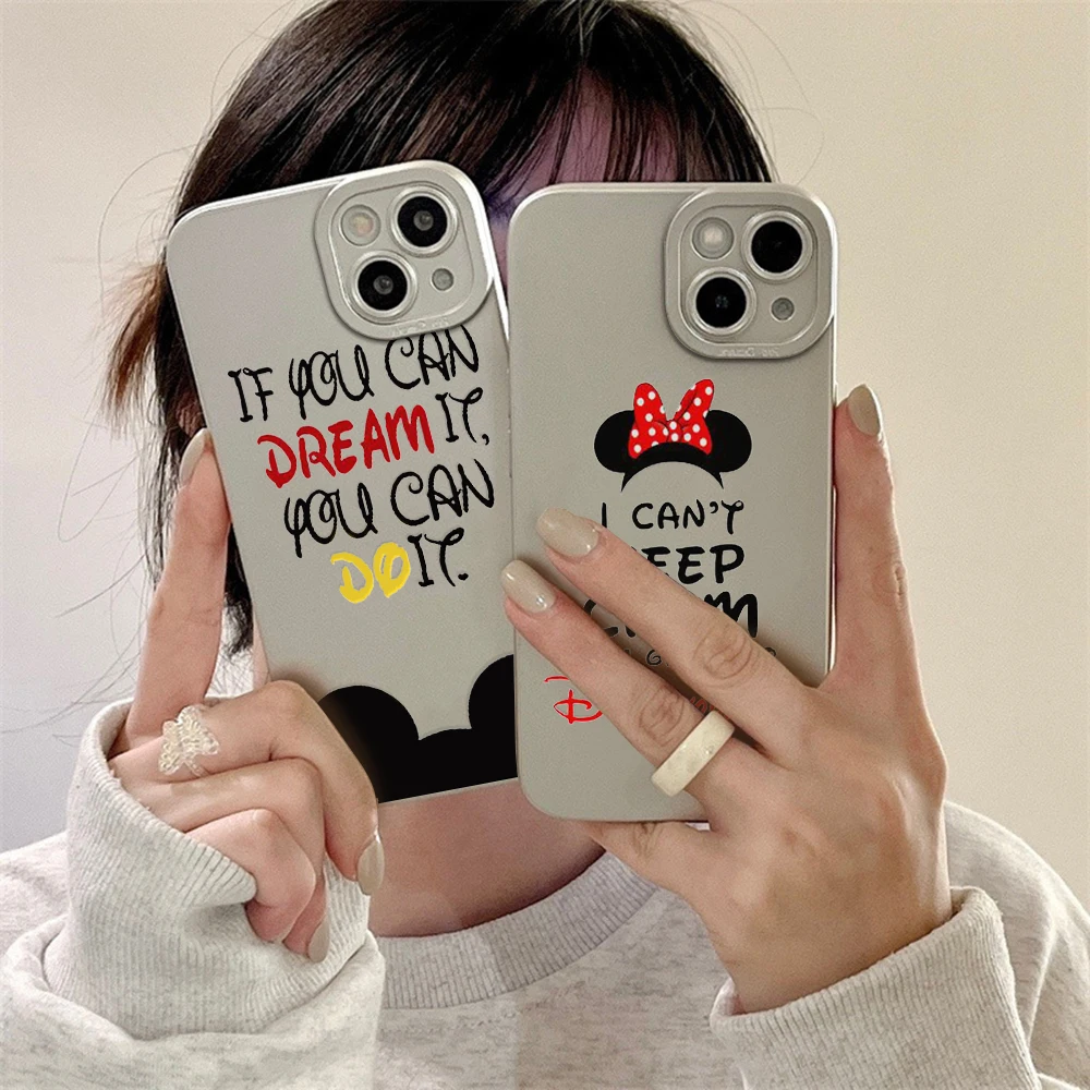 

Disney Mickey Minnie Mouse phone case For iPhone 13 12 mini 11 pro xs max X XR 7 8 SE 2 Electro Silver plated soft shell casing