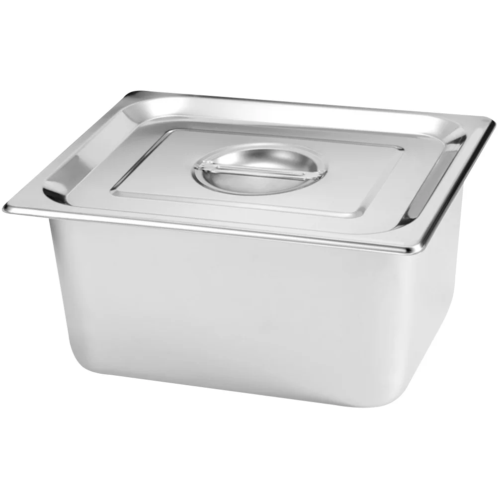 

Stainless Steel Buffet Pan Rectangle Buffet Dinner Serving Pan Food Container Pan with Lid Dishwasher Side