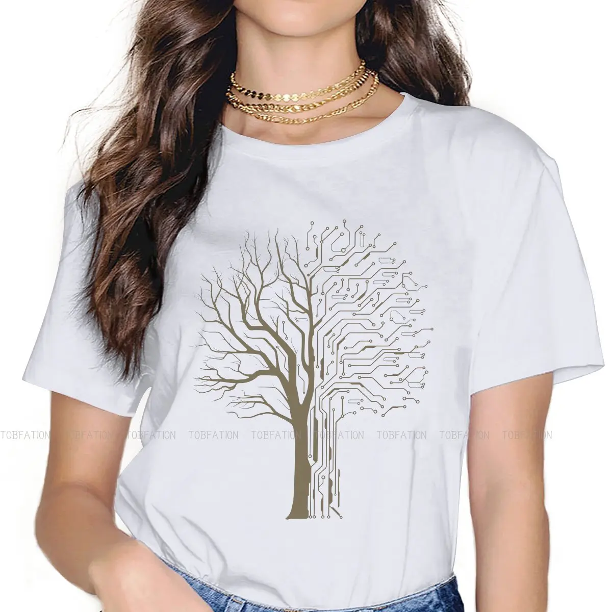 

Digital 4XL TShirt Tree Fabric Basic T Shirt Girl Individuality Fluffy Hot Sale