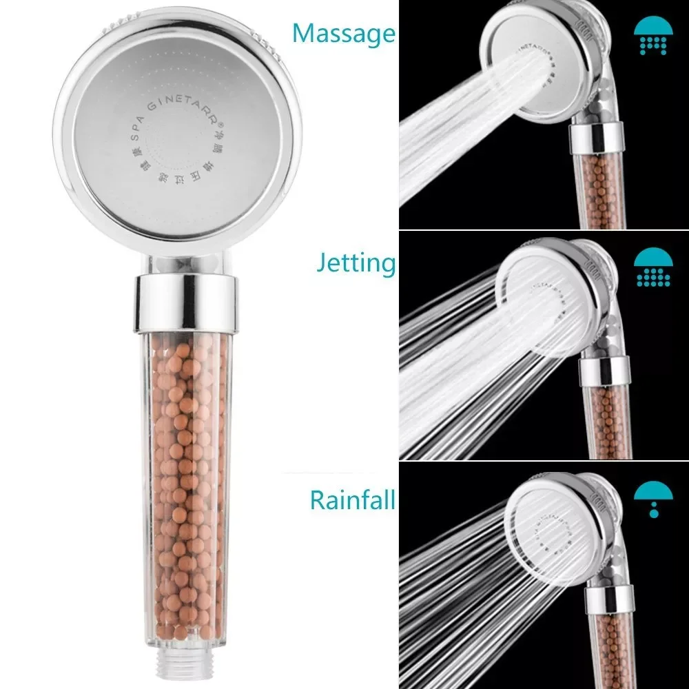 

3 Function Adjustable Jetting Shower Head High Pressure Water Handheld Saving Filter SPA Shower Heads with box