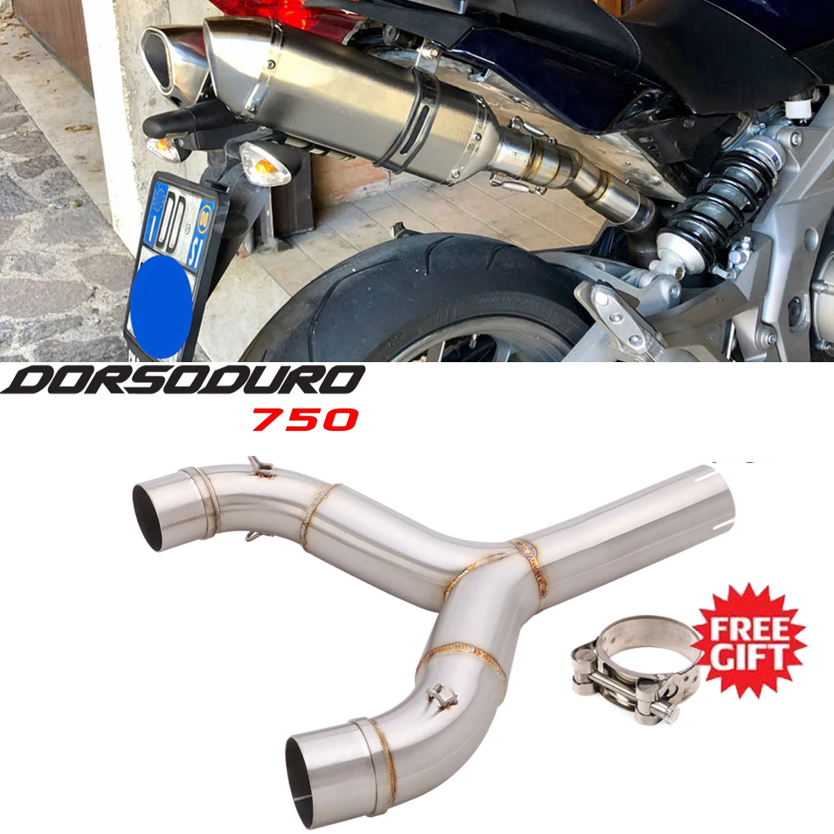 

Slip On For Aprilia Dorsoduro 750 2008-2016 SMV750 SMV 750 Dorsoduro DD750 Escape Moto Pipe Motorcycle Exhaust Middle LInk Pipe