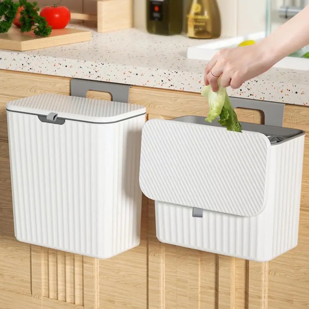 

Multifunctional Plastic Wall Mounted Kitchen Trash Peelings Scraps Compost Vegetable Can Hanging Bin Fruit Garbage Bathroom W2O2