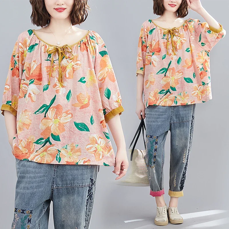 Женская свободная футболка большого размера с разрезом и рукавами