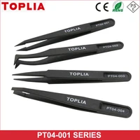 toplia anti static fiber special curved tweezers led industry manual tweezers tool tip round mouth flat head elbow straight head
