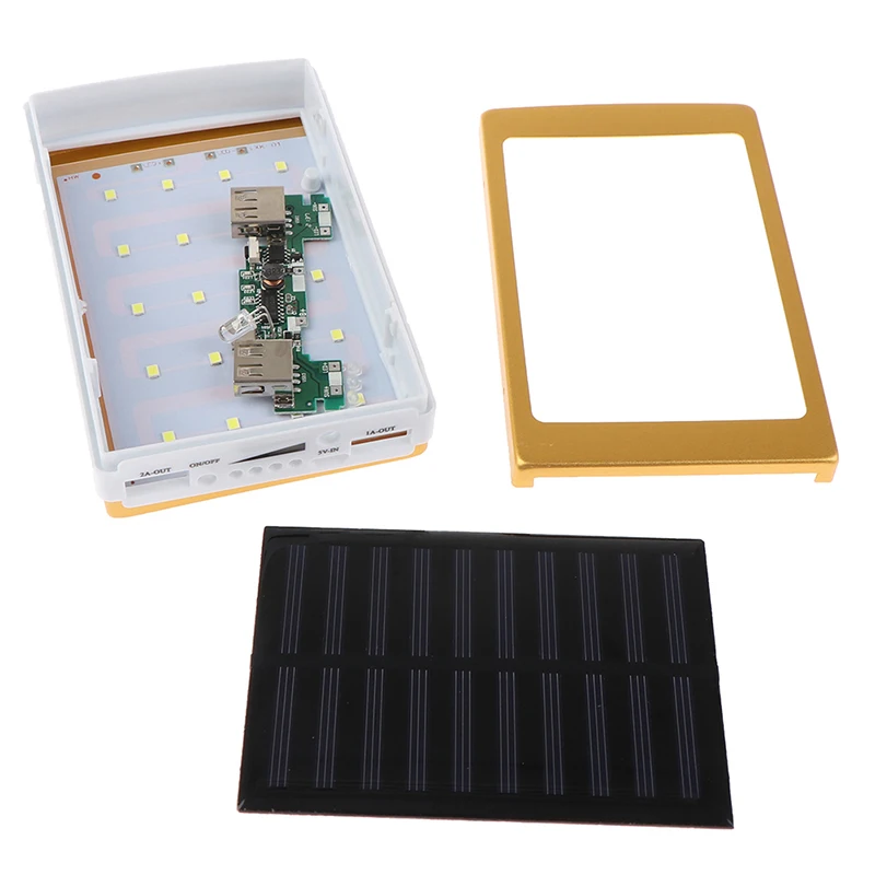 5V/1A 2A Portable Design Dual USB LED Light 5-Cell 18650 Battery Charger Box Solar Power Bank DIY Case Kit Alloy Accessories 1PC |