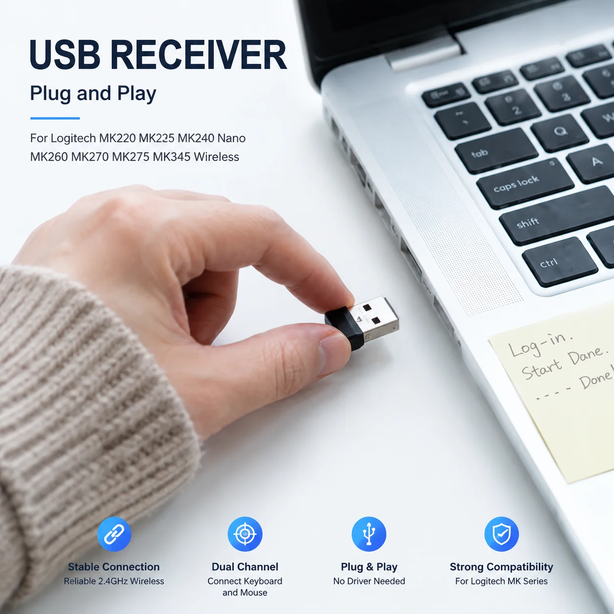 Фото Мини-USB-приемник для Logitech MK220 MK235 MK240 MK250, аксессуары для беспроводной клавиатуры и мыши Nano, замена черного USB-приемника №3
