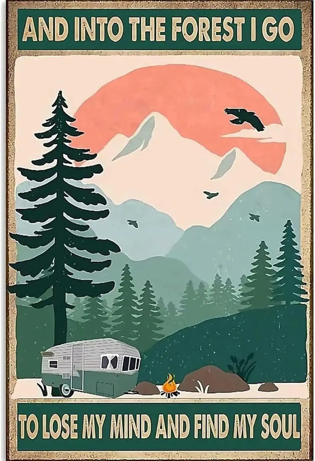 Металлическая жестяная вывеска в стиле ретро для кемпинга Into The Forest I Go to Lose My Mind and